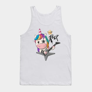 A cool unicorn with a guitar and the inscription Rock Tank Top